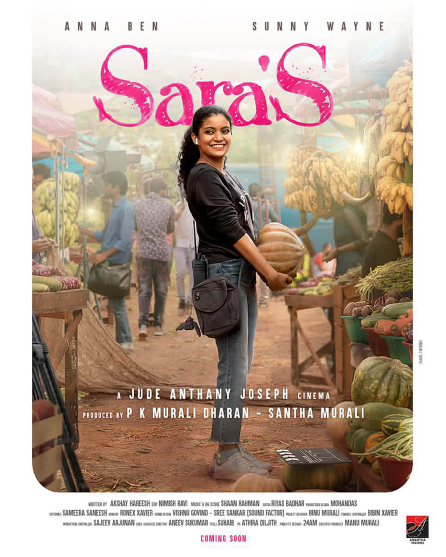 Sara's new malayalam movie,sunny wayne,anna ben,jude anthany joseph,sunny wayne anna ben new movie,Sara's first look poster