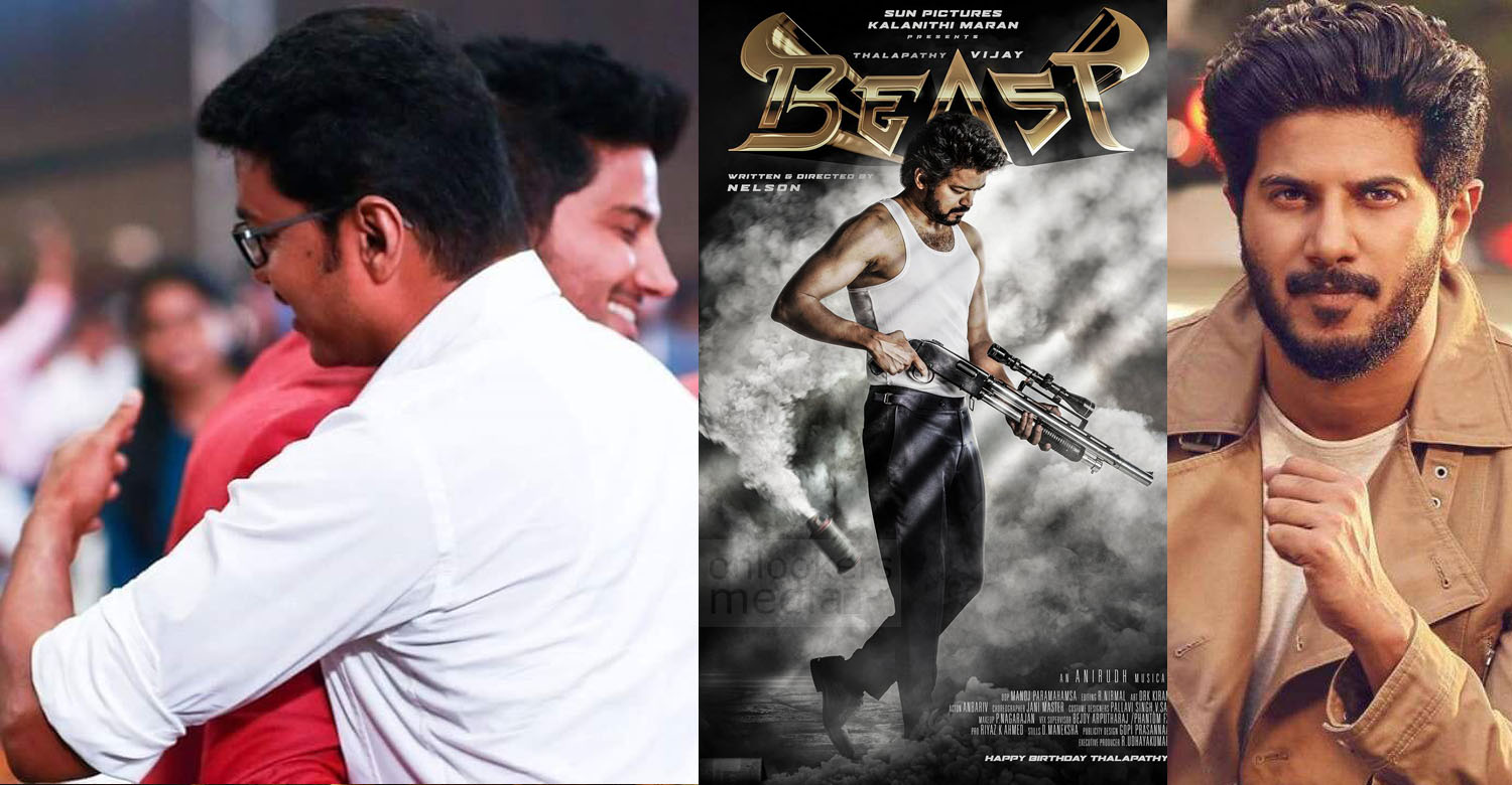 Dulquer Salmaan, Vijay, Beast poster, Dulquer Salmaan Vijay stills,Vijay new movie poster