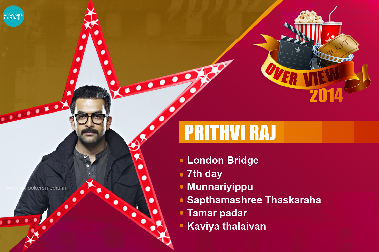 Prithviraj 2014 Overview-Report-Hit Flop Movie List- London Bridge-Sapthamashree Thaskaraha-7th Day-Kaaviyathalaivan-Tamaar Padar-Onlookers Media