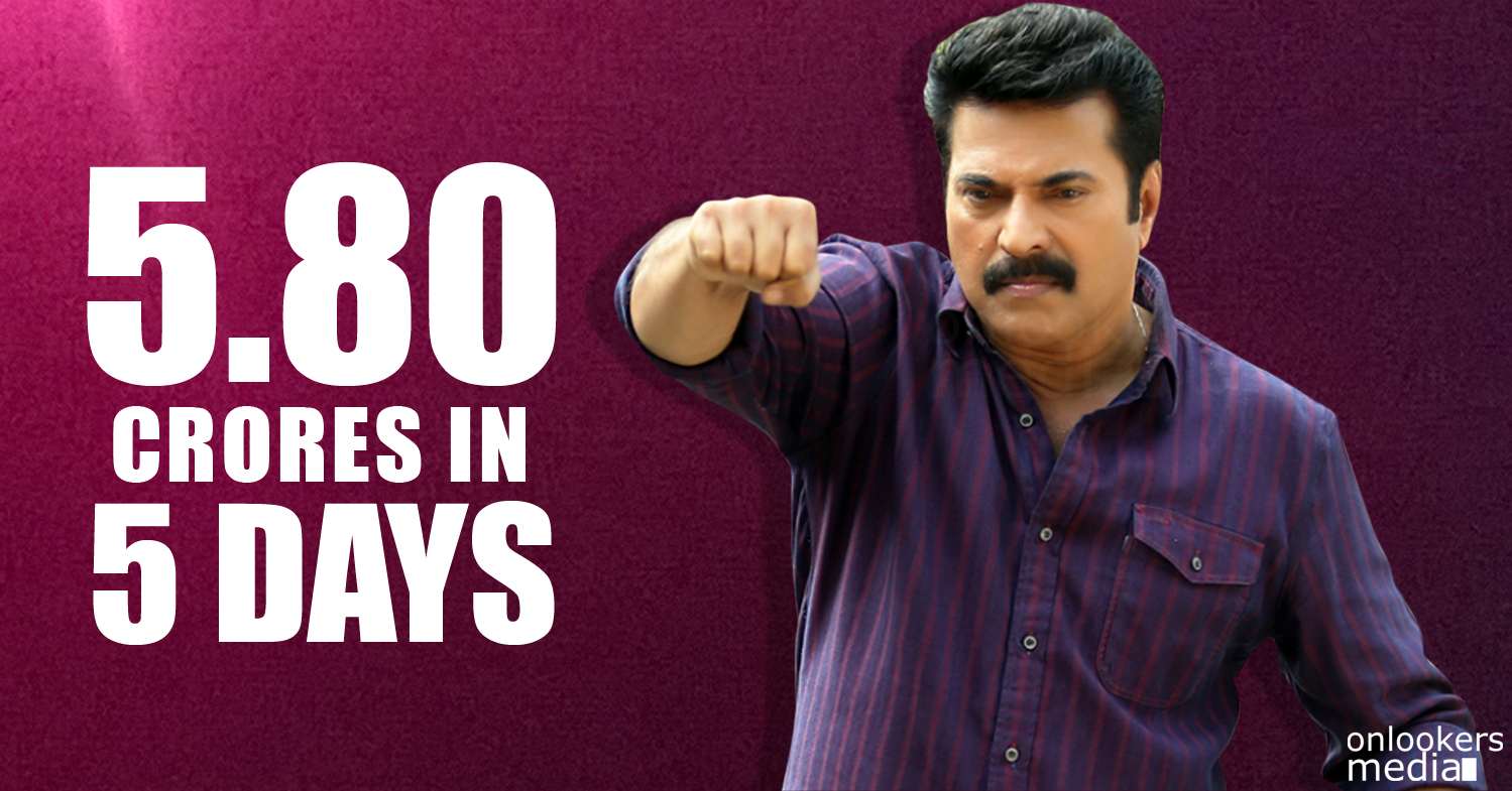 Bhaskar The Rascal 5th day collection report-Mammootty-Nayanthara-Onlookers Media