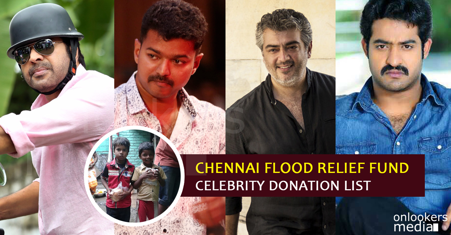 Chennai floods, star donation for Chennai floods, Celebrity donation list chennai floods, actors helping chennai flood relief