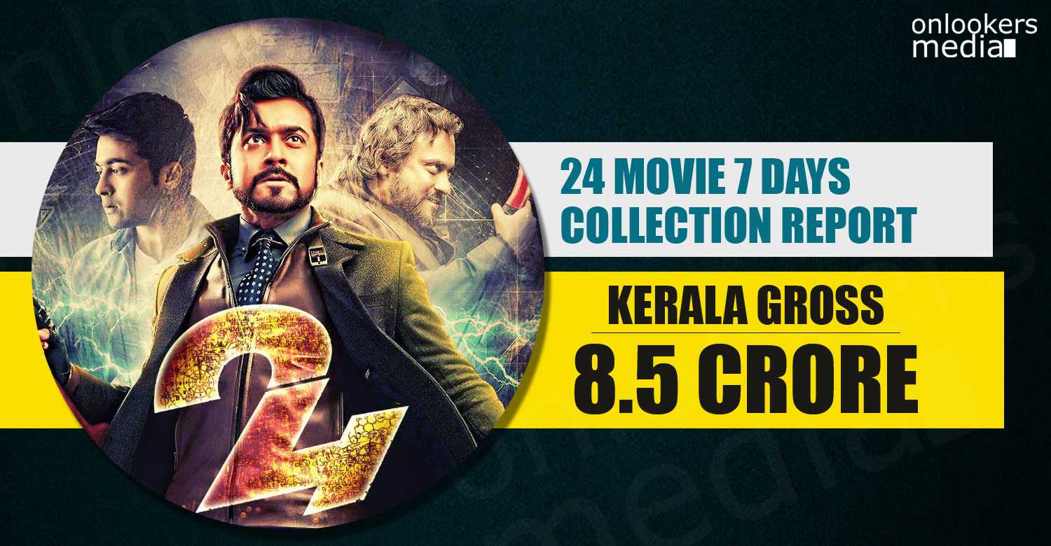 24 Movie Kerala Collection, 24 Movie, 24 Movie collection, 24 Movie 100 crore collection, suriya in 24 Movie,