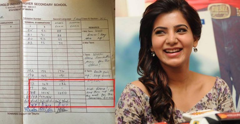 School mark list of actress Samantha going viral in social media