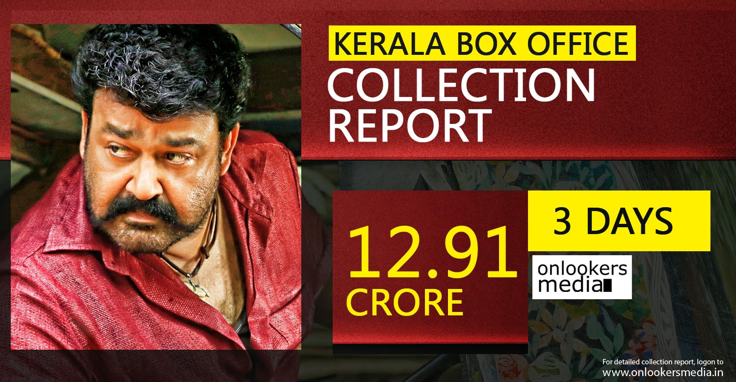 pulimurugan collection report, pulimurugan total collection, puli murugan official collection, pulimurugan 3rd day collection, mohanlal blockbuster movie, mohanlal hits, kerala box office