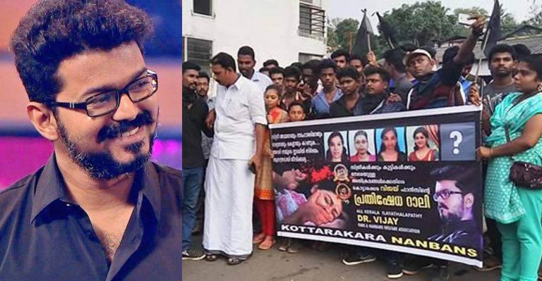Kottarakkara Vijay fans conduct a protest rally against the rising incidents of attacks against women and children