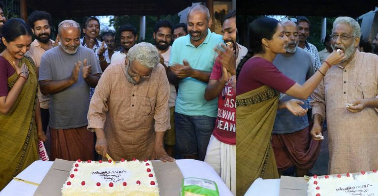 Nedumudi Venu celebrates his 69th birthday in the sets of Udhaharanam Sujatha