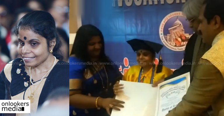 Honorary doctorate for Vaikom Vijayalakshmi